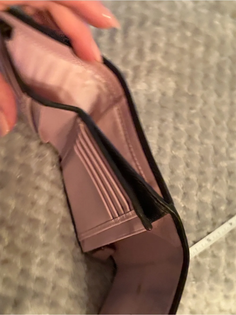 Coach Black and pink Leather Trifold Wallet with Contrast Stitching